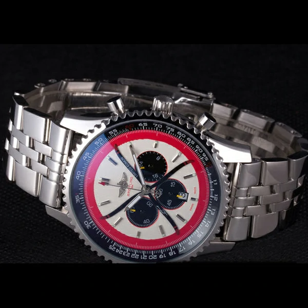 Breitling Certifie Polished Silver Stainless Steel Strap Beige Dial Chronograph new59081