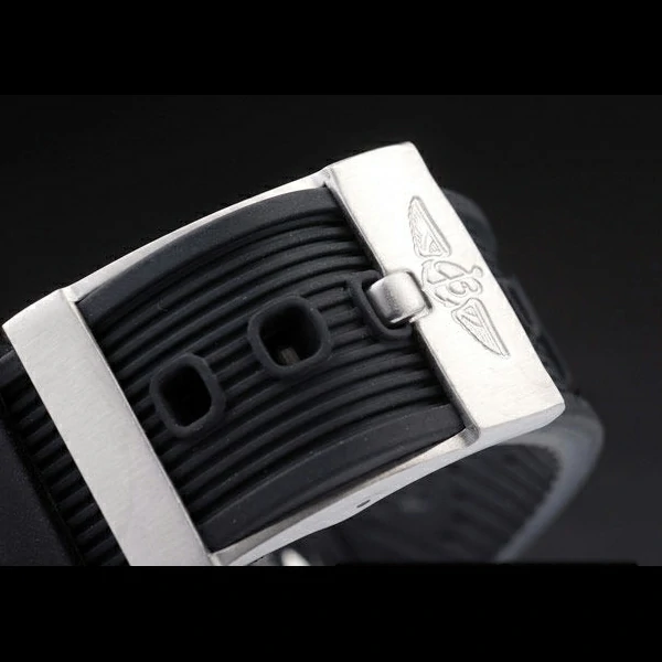 Breitling Chronomat Rose Gold Highlight Ribbed Black Rubber Strap White Dial new58051