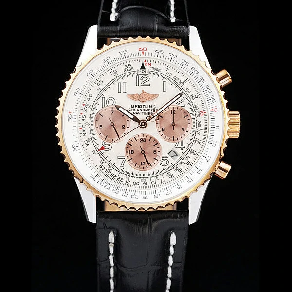 Breitling Navitimer Black Leather Strap White Dial new58061