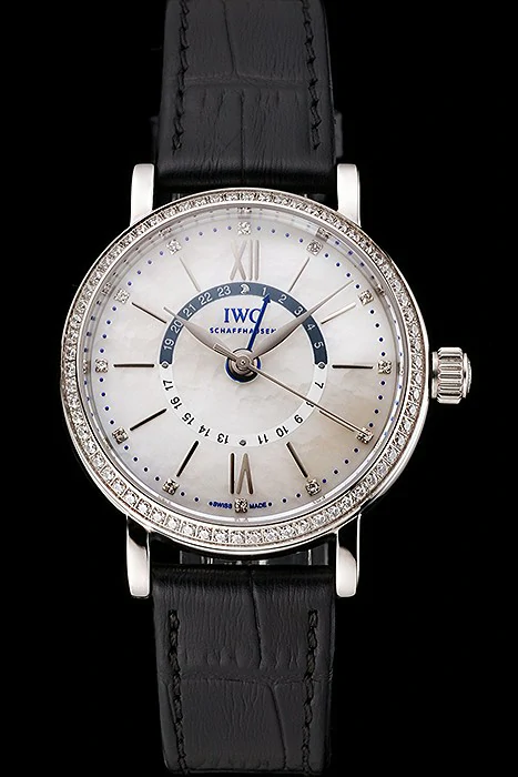 IWC Portofino Day And Night Silver Dial Stainless Steel Case Black Leather Strap new122446