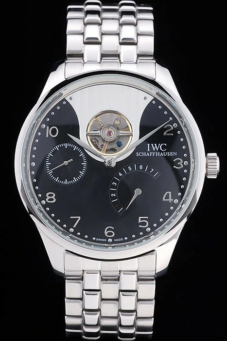 IWC Portuguese Tourbillon Mystere 47mm Black Dial Stainless Steel Bracelet new87722