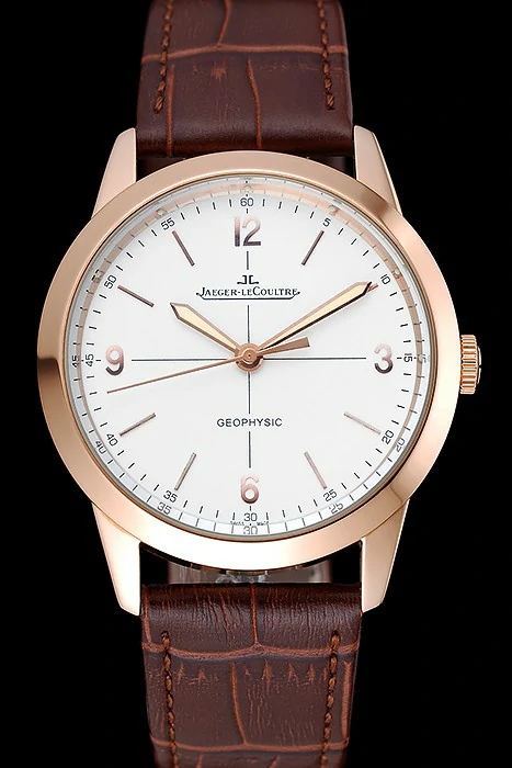 Jaeger LeCoultre Geophysic White Dial Gold Case Brown Leather Bracelet new124885