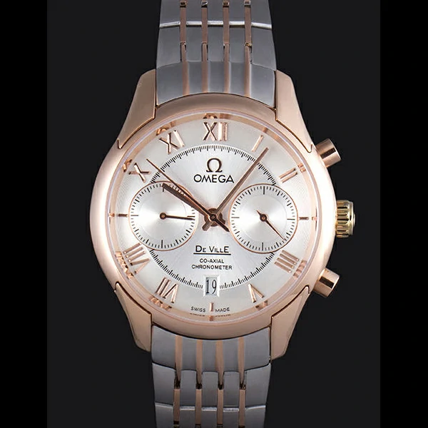 Omega DeVille Two Tone Links White Dial new59653