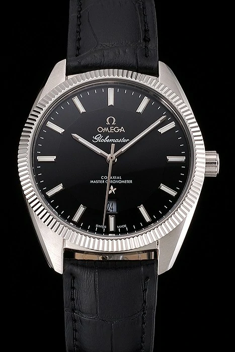 Omega Globemaster Black Dial Stainless Steel Case Black Leather Strap new122237