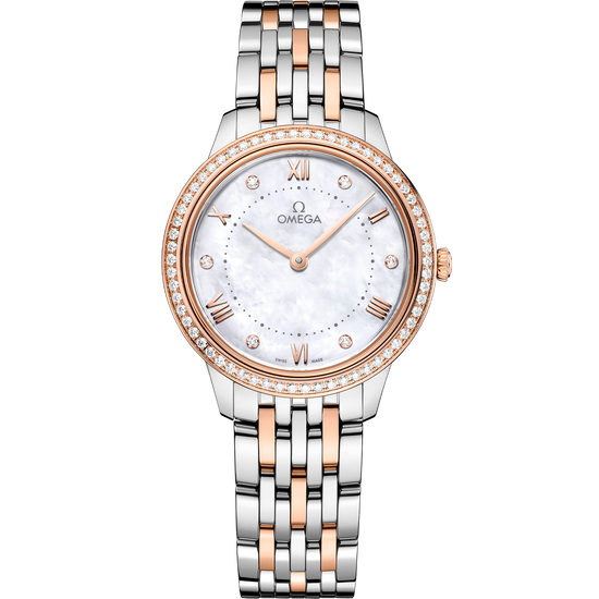 Omega Replica Watch De Ville Prestige, Stainless Steel, 18k Sedna™ Gold and Diamond-set, 30 mm, Quartz, 434.25.30.60.55.001