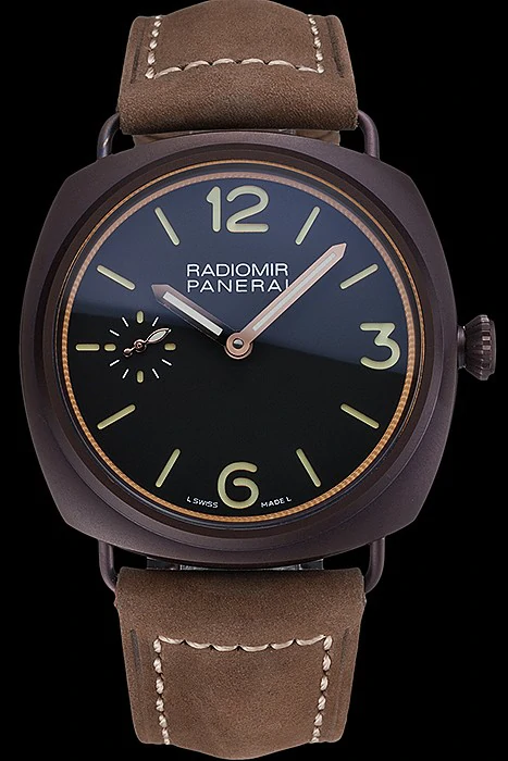 Panerai Radiomir Brown Stainless Steel Bezel Brown Leather Bracelet new119014
