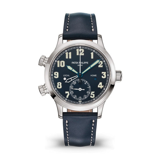 Patek Philippe Replica Watch Complication, 18k White Gold, Calatrava Pilot Travel Time 37,5mm, 7234G-001