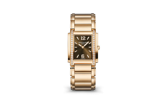 Patek Philippe Replica Watch Twenty~4 Quartz Ladies Watch, 18k Rose Gold with 34 Diamond (~0.57 ct), 25.1 x 30 mm, 4910/1201R-001
