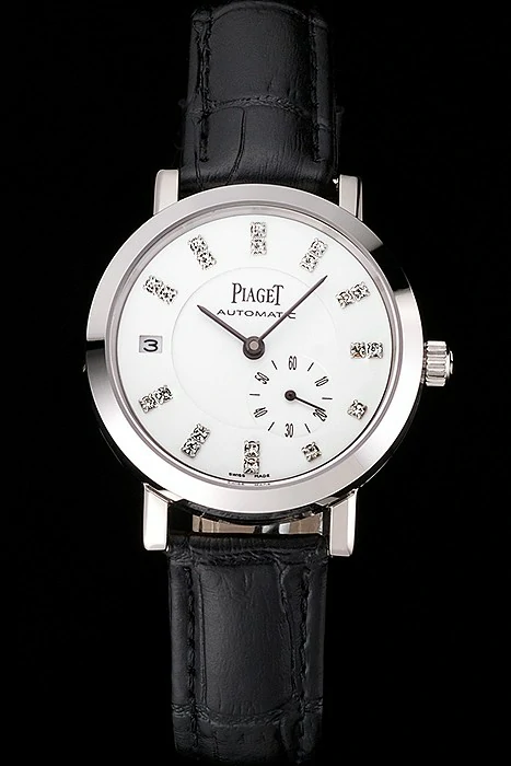 Piaget Altiplano Date Automatic White Dial Diamond Markers Stainless Steel Case Black Leather Strap new122150