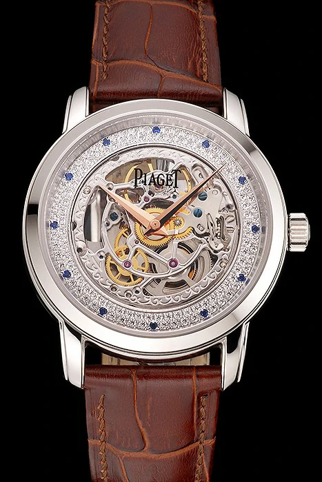 Piaget Altiplano Skeleton Dial With Diamonds Stainless Steel Case Brown Leather Strap new122778
