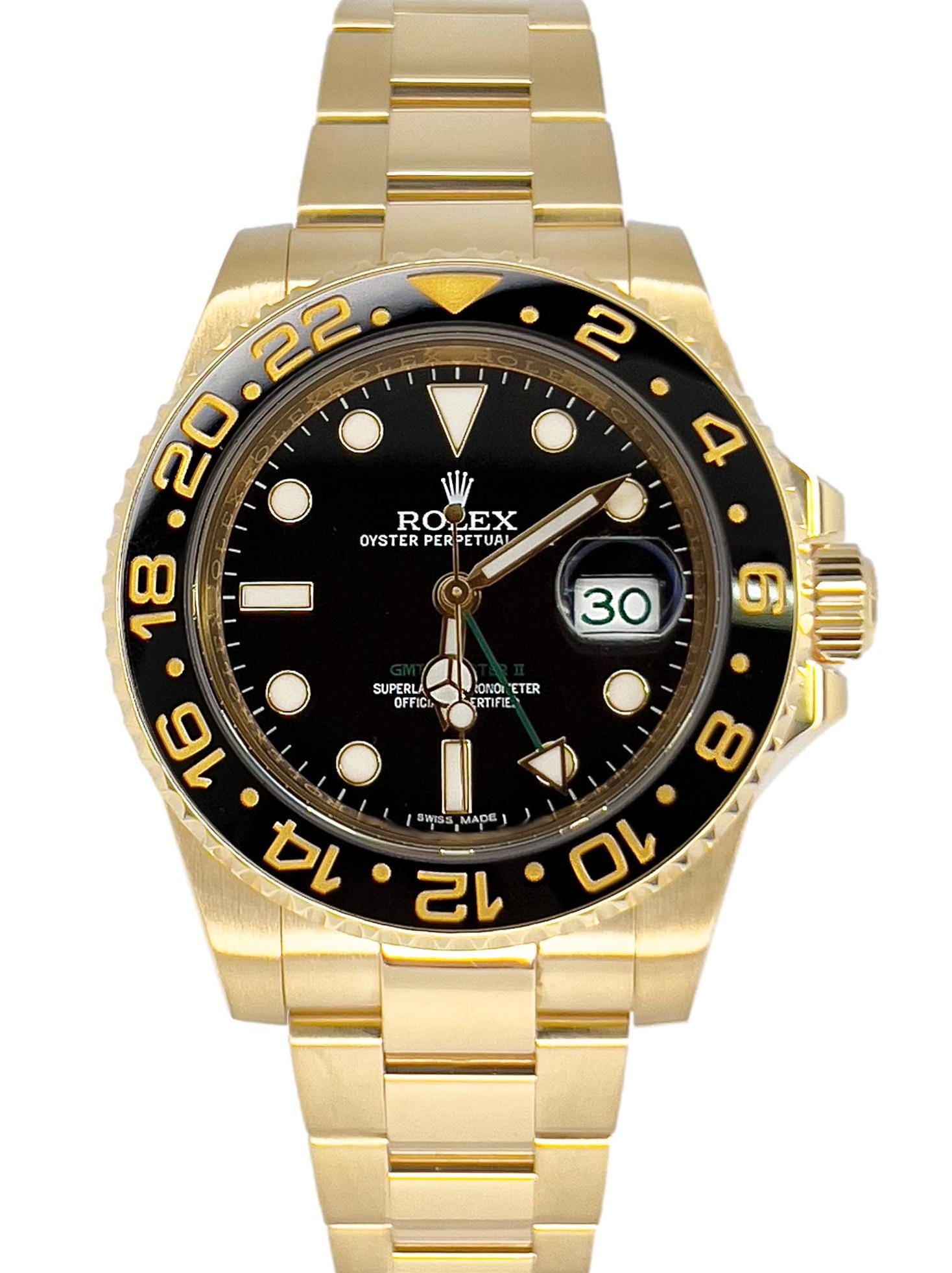 Replica Rolex GMT-Master II 116718LN Yellow Gold Black Dial Oyster