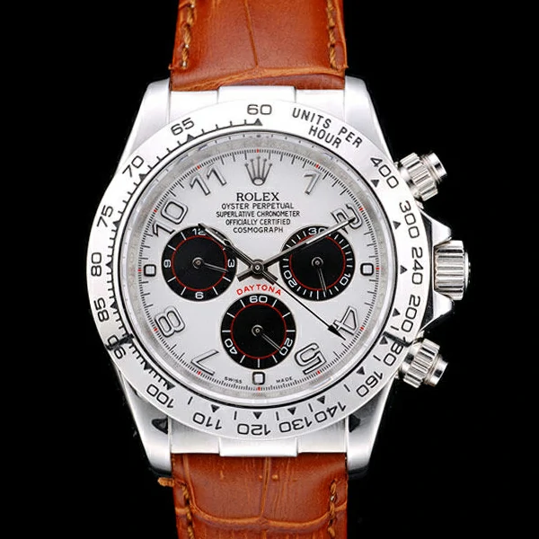 Rolex Daytona Stainless Steel Case White Dial Brown Leather Strap new58727