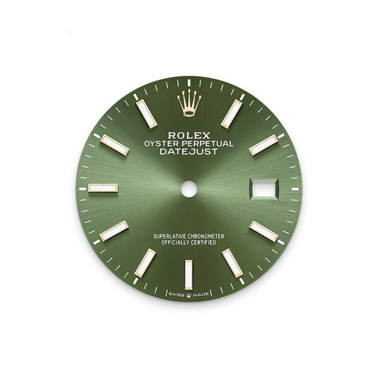 Rolex Replica Watch Datejust 36, Oystersteel and 18k Yellow Gold, Olive green sunray dial, Domed Oyster, 126203-0058