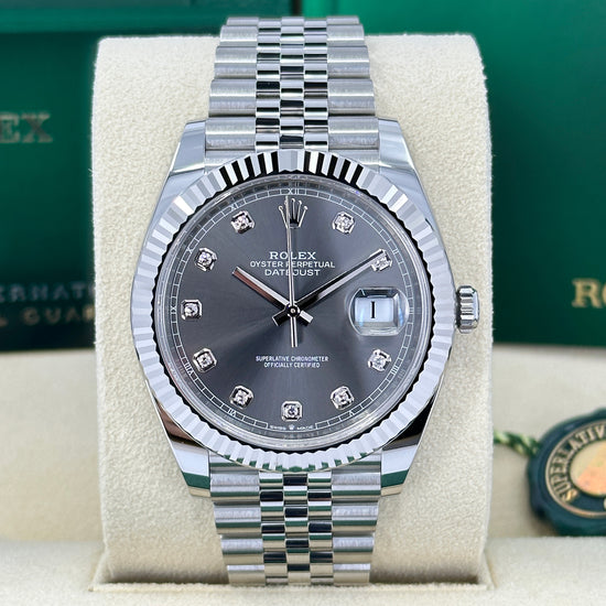 Rolex Replica Watch Datejust 41, Oystersteel, 18k White Gold, and Diamonds, 41mm, 126334-0006