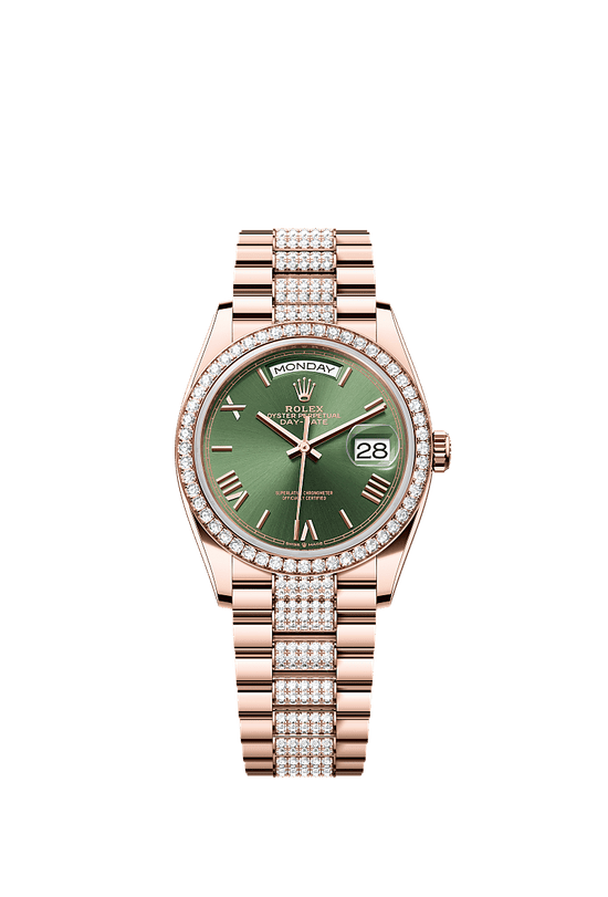 Rolex Replica Watch Day-Date 36, 18k Everose Gold and Diamond-set, 36mm, 128345rbr-0086