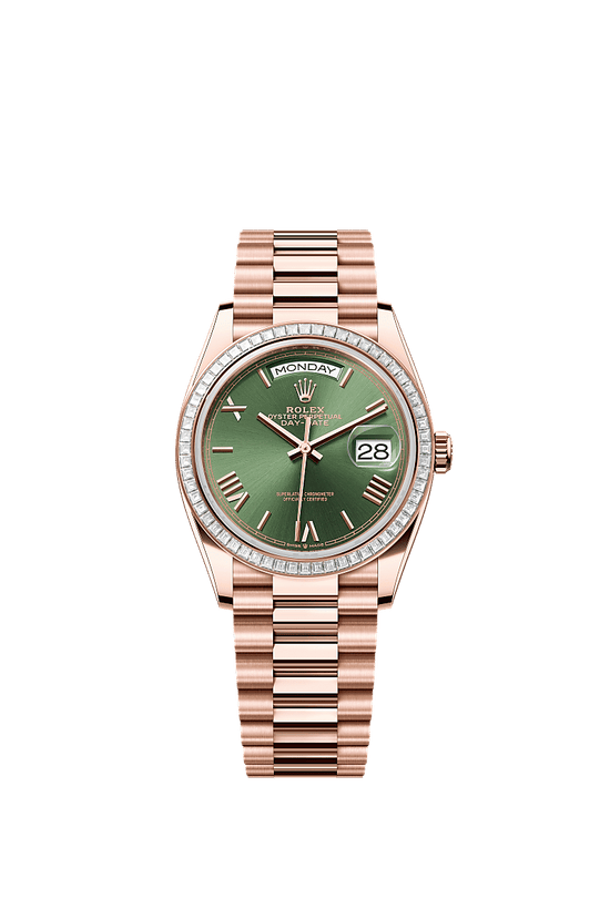 Rolex Replica Watch Day-Date 36, 18k Everose Gold and Diamond-set, 36mm, 128395tbr-0033