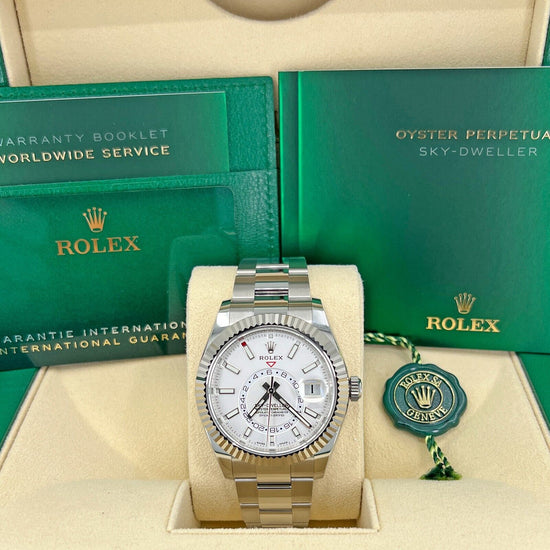 Rolex Replica Watch Sky-Dweller 42mm, Oystersteel and 18k White Gold, White dial, Oyster, 326934-0001