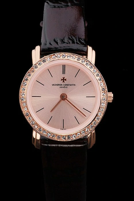 Vacheron Constantin Patrimony Diamond Rose Gold Dial Rich Maroon Leather Bracelet new89222