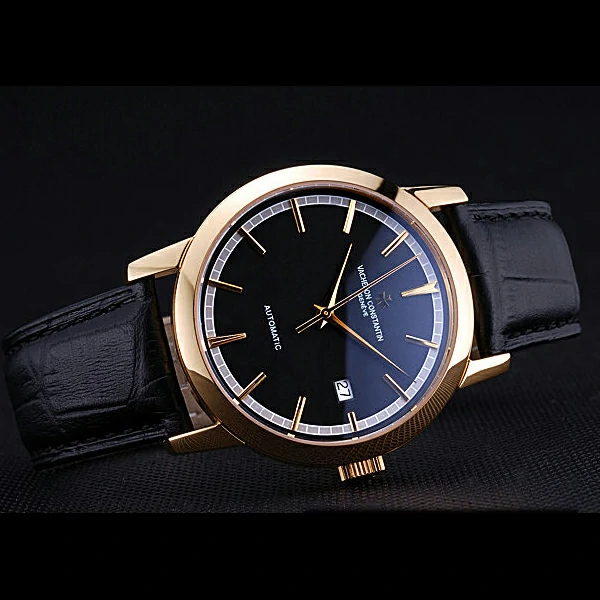 Vacheron Constantin Patrimony Traditionnelle Gold Case Black Leather Bracelet new60447